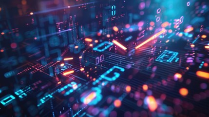 Obraz premium Abstract Digital Circuitry with Neon Lights