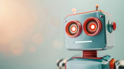 Naklejka premium A robot with red eyes and a blue body