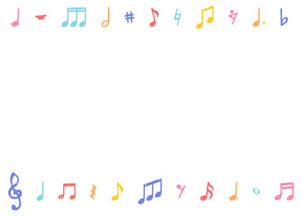 手書きの音符の背景フレーム、音楽デザインの背景