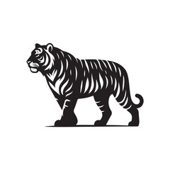 Fototapeta premium Hand Drawn Tiger Silhouette Isolated On White Background. Vector Illustration In Flat Style.
