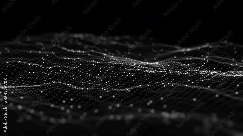 Poster abstract connection dots and lines on black background. communication network and technology concept