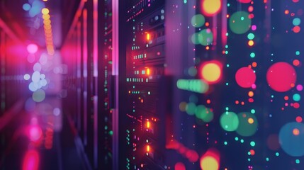 Server Room Network Data Center Glow