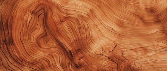 Fototapeta premium Panoramic close-up, high detail scan of cherry wood material, Generative AI