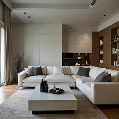 Fototapeta premium modern living room interior design with white sofa