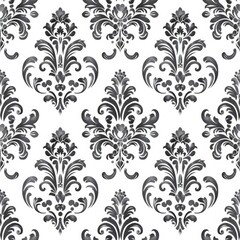 Elegant Damask Texture: High-End Luxury Design with Intricate Details on White Background