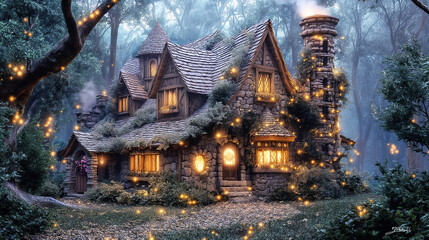 Naklejka premium Mystical Woodland Village 3