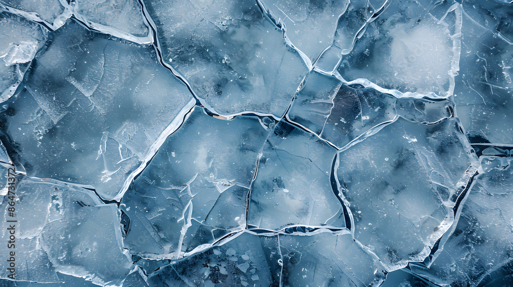 Wall mural Closeup of cracked blue ice