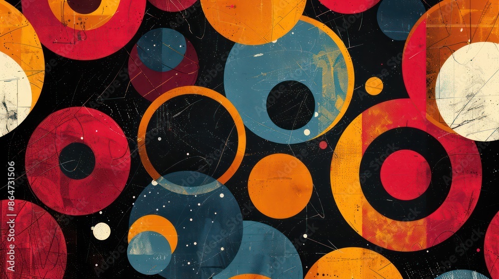 Aufkleber a colorful abstract painting of circles in various sizes and colors
