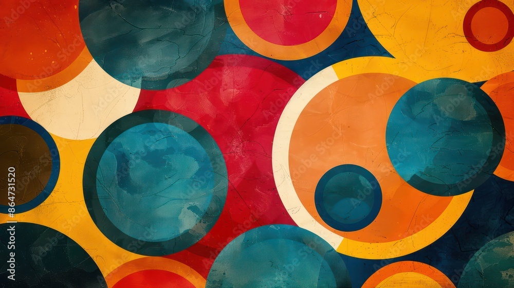 Aufkleber a colorful abstract painting with many different colored circles