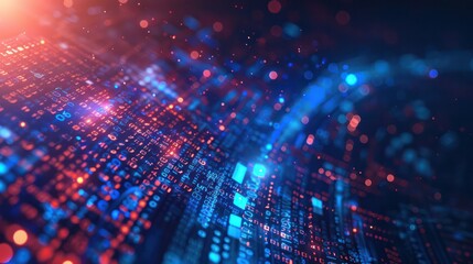 Obraz premium A computer screen with a blue and red background with a lot of numbers