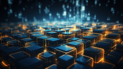 Obraz premium Abstract Network of Glowing Cubes