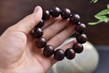 Purple Sandalwood Bracelet, Chinese Traditional Culture, Cultural Handicraft Bracelet, Small Leaf Purple Sandalwood