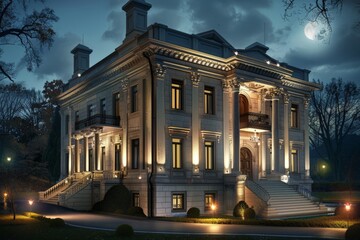 Obraz premium elegant building white stone old mansion