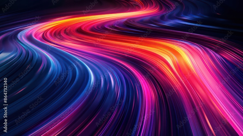 Poster a colorful, abstract image with a purple and blue line that is curved