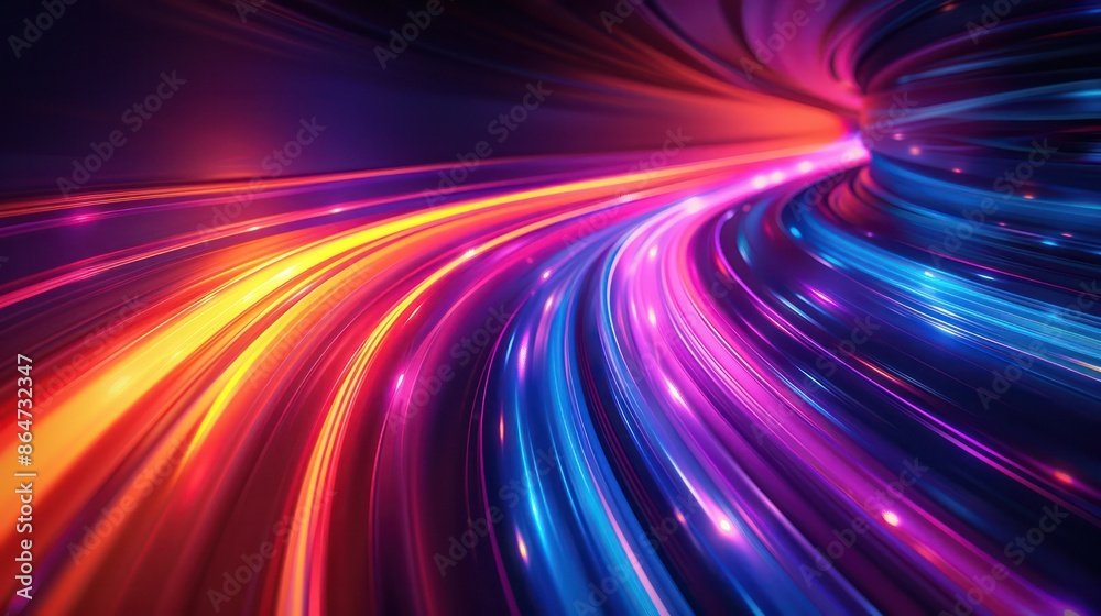 Poster a colorful, swirling line of light that appears to be moving