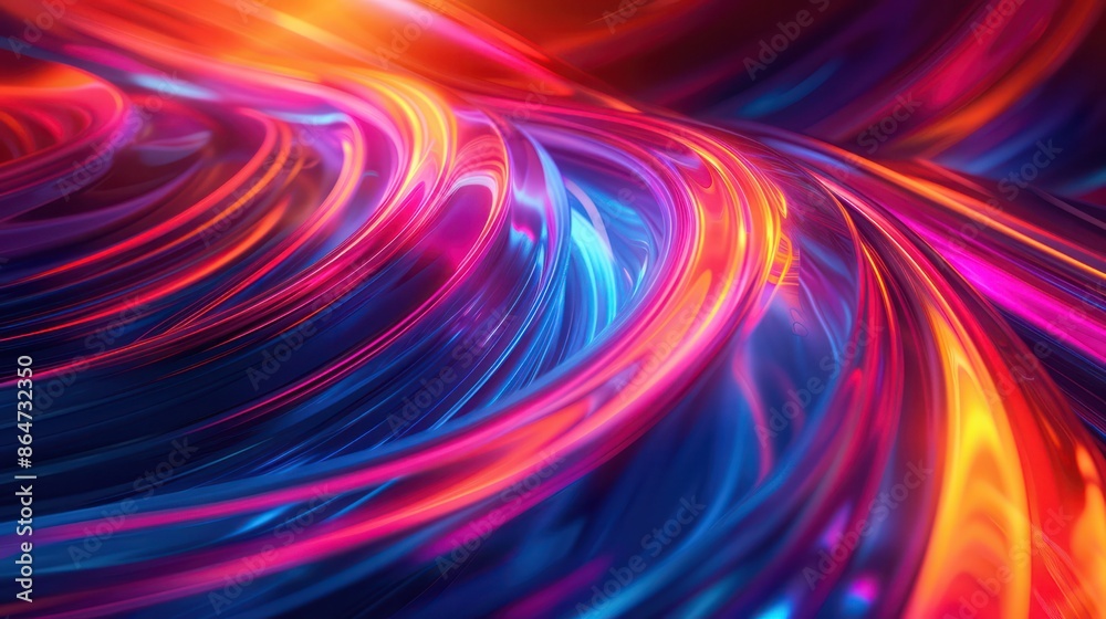 Poster a colorful, abstract image with a blue and red swirl