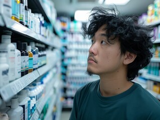 Man Looking At Products In A Shop.