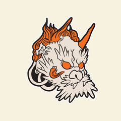 Hand drawn Japanese Oni demon , Vector illustration