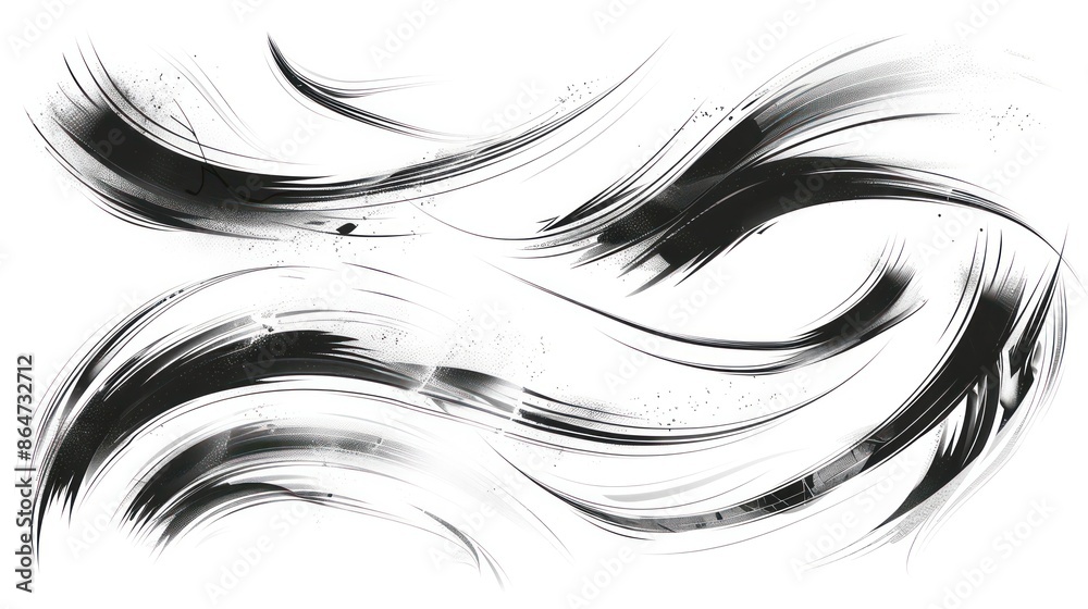 Poster the image is a black and white drawing of two wavy lines