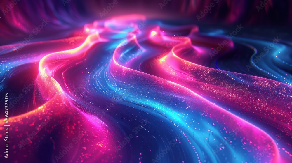 Poster a colorful, glowing line of light that appears to be moving