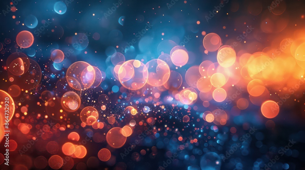Poster a colorful, blurry image of a blue and orange background with many small circles