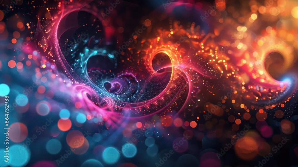 Poster a colorful, swirling pattern of lights and dots