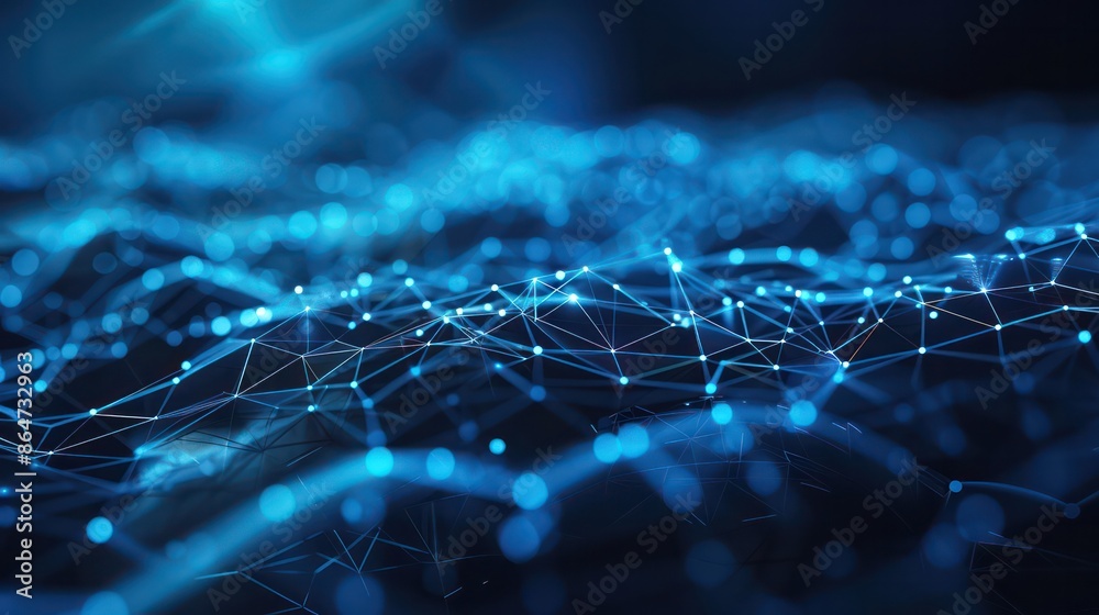 Poster a blue line of dots that are connected to each other