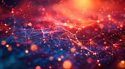 Obraz premium A colorful, abstract image of a web of lines and dots