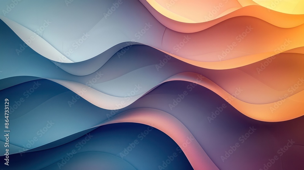 Poster a colorful wave pattern with blue and orange colors