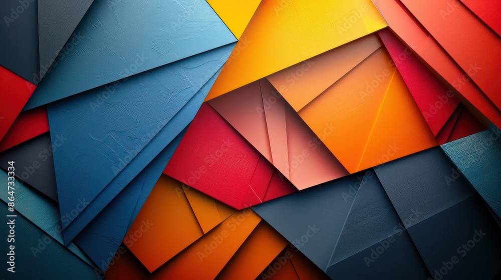 Poster a colorful collage of triangles and squares