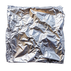 Aluminum foil piece isolated on transparent background