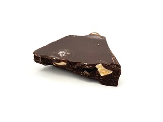 Chocolate bar isolated on white. Chocolate with nuts.
