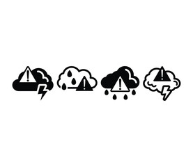 weather alert cloud warning icons symbol vector design black white color simple flat illustration collection set