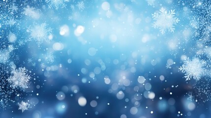 Fototapeta premium Blue Winter Background with Snowflakes
