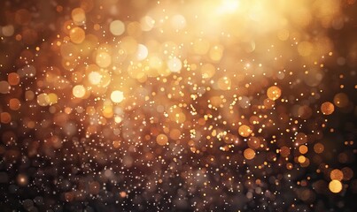 Festive Golden Bokeh Lights Abstract Holiday Background with Copy Space. New Year Celebration