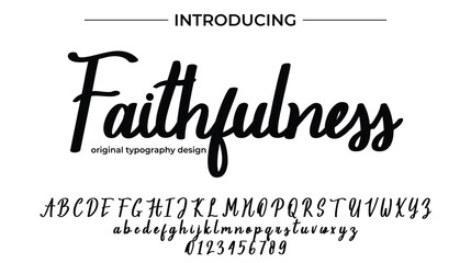 Faithfulness Font Stylish brush painted an uppercase vector letters, alphabet, typeface