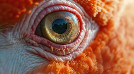 Close-up of an eye with intricate details and vibrant colors, resembling an orange texture. Perfect...