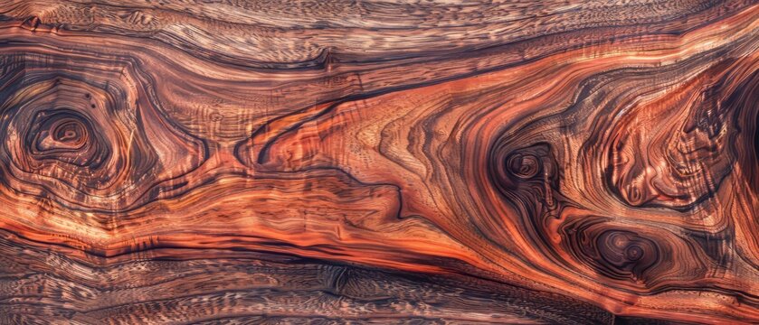 Panoramic close-up, high detail scan of rosewood material, Generative AI