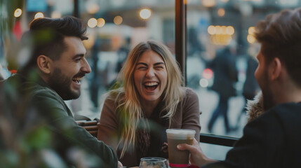 Friends Enjoying Coffee Cozy Café