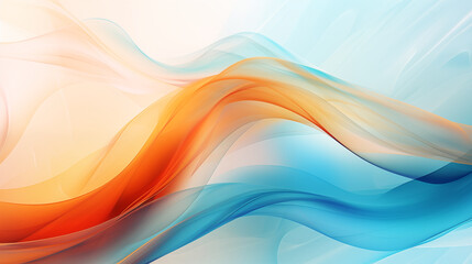 Abstract background with blurred blue and orange waves, soft lines and curves produce elegant feeling of the future, combination of light sky blue and warm yellow creates vitality and dynamism.