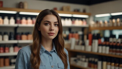 Home live streaming and broadcast person young beauty blogger woman in with online cosmetics and beautician shopping store shelf background.