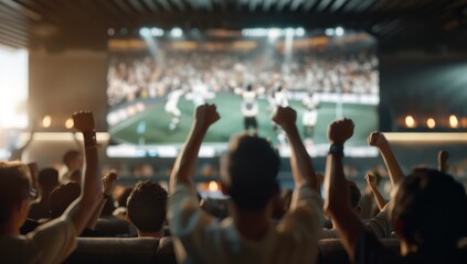 A man is watching a soccer game with his friends by AI generated image