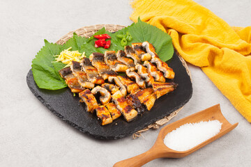   A freshwater fish of the eel family. The body is about 60cm long, thin, yellow or black, and the belly is silvery white.