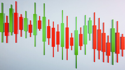 3d rendering of Growth stock diagram financial graph with candlestick. The concept of  trading cryptocurrency