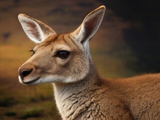 Fototapeta premium close-up, аustralian kangaroo in the background of nature