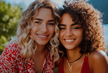Fototapeta premium Happy LGBTQ young woman on summer holidays
