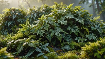Lush Green Foliage in a Forest.