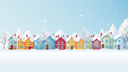 Naklejka premium Retro Winter Cityscape With Snowfall and Christmas Decorations