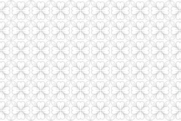 Hand drawn silver floral pattern on white background