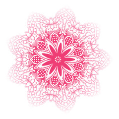 Pink floral mandala on white background